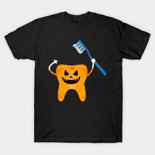 Halloween Tooth Pumpkin Dentist Gift T-Shirt